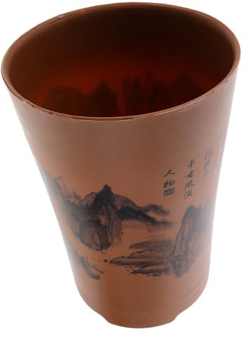 FONDOTIN Runder Dekorativer Blumentopf Resin Für Innenräume Für Pflanzen Und Atmungsaktiv Kaffeefarbenes Design