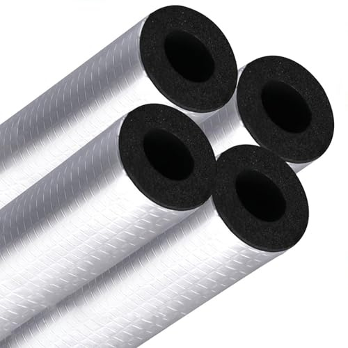 CMJYMX 4 Pièces Tuyau Isolation Mousse Isolation De Tuyau Phonique Tuyau ID 22-275 MM, Tube D'isolation Thermique Ignifuge Étanche avec Feuille D'aluminium(114mmx20mmx95cm)