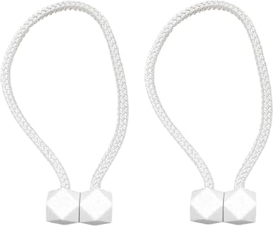 LEMLIN 2 Stück Magnetische Vorhang Raffhalter Weiß,Magnetische Gardinenhalter für Elegante Vorhang Drapierung,Starke Magnete für sicheren Halt,Ideal für Wohnzimmer,Badezimmer und Büro