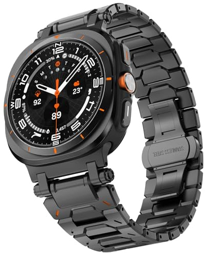 KADES Kompatibel mit Samsung Galaxy Watch Ultra Armband, Robustes Metallarmband Gliederarmband für Galaxy Watch Ultra Armband 47mm, Schwarz