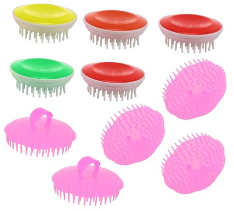 SKISUNO Cepillo Para Champú Cabello y Masajeador De Cuero Cabelludo 10 Piezas (5 Suaves y 5 Firmes) Cepillo De Limpieza Para Ducha Uso Casa, Viaje y Oficina Cuidado Anticaída y Relajante