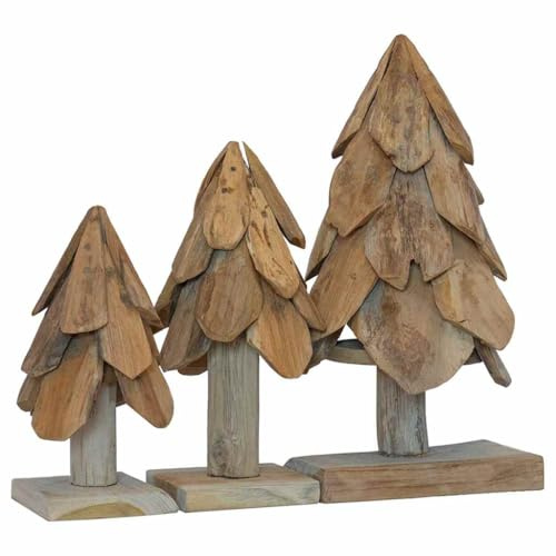 vidaXL Weihnachtsbaum 3 STK. Braun 40 cm Massivholz Teak