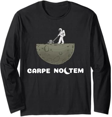 Carpe Noctem – Seize The Night Owl Moon Astronauta Gift Latin Manga Larga