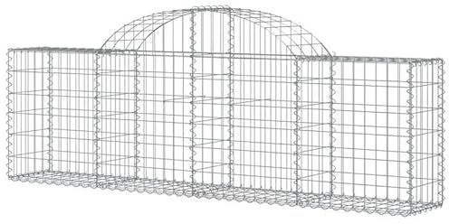 Eleganz Lot de 2 gabions avec arc surélevé - 200 x 30 x 60/80 cm - Fer galvanisé pour l'entretien du jardin, durable et stable, idéal pour l'aménagement du jardin et la délimitation de terrain