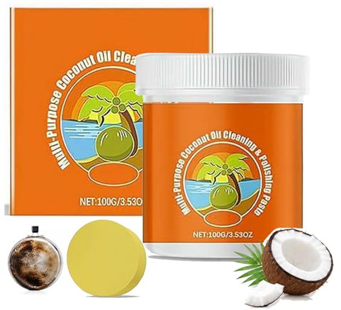 Pâte de nettoyage et de polissage multifonction à l'huile de noix de coco pour cuisine, pâte nettoyante à l'huile de noix de coco 3 en 1, pâte nettoyante à l'huile de noix de coco, pour four et
