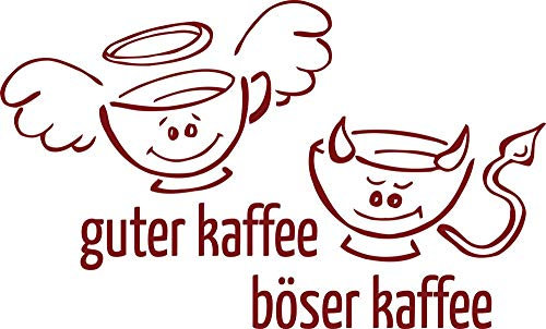GRAZDesign Wandtattoo Kaffee lustige Sprüche | Wandaufkleber Küche selbstklebend - 50x30cm / 030 dunkelrot