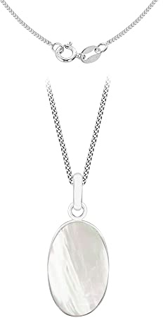Tuscany Silver Damen Rolokette Mit Anhänger Sterling Silber Oval Rosa Perlmutt 46cm/18zoll