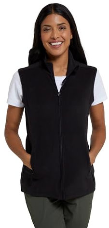 Mountain Warehouse Camber Womens Gilet - Lightweight Sleeveless Jacket, Microfleece Bodywarmer, Breathable Vest, Zipped Side Pockets - For Spring Summer, Camping, Hiking Black Women's Size 18