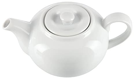 Olympia White Ware Porcelain Teapots 852ml, White, Pack of 4 | Dishwasher and microwave safe, with an indented lid to prevent knocking damage and chip-resistant rolled edges.