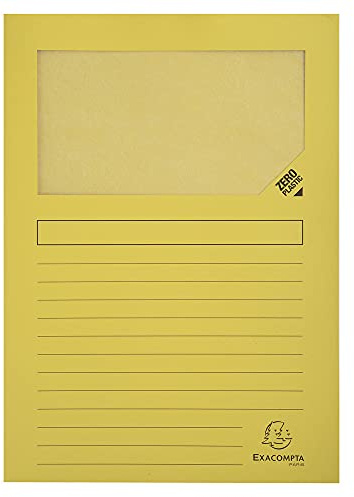 Exacompta 50109E Fenstermappen Packung, 100 Stück, mit Organisationsdruck aus Recycling-Karton 120 g, forever, Din A4, gelb