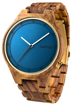 Zeitholz Reloj de Madera para Hombre Modelo Stolpen 42mm, Fabricado en Madera de Palisandro Natural y Movimiento de Cuarzo - Reloj analógico y Ligero para Hombres (Palisandro)