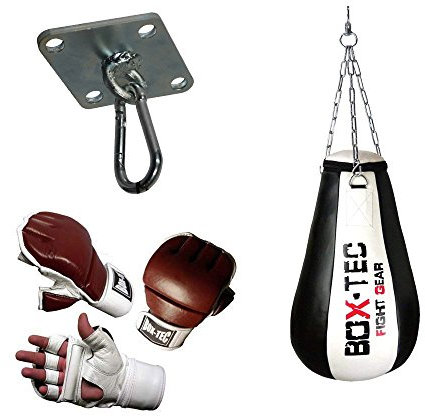 BOX-TEC Maisbirne-/ Boxbirne-/ Schlagbirne-/ Uppercut-/ Punchingball-Set, Black & White-Edition Cuba (Gr. XL)