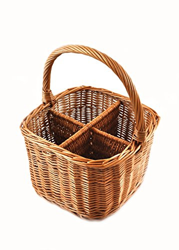 MyBer® flätad korg flaskkorg bärkorg korg pilkorg för 4 flaskor brun K14-121