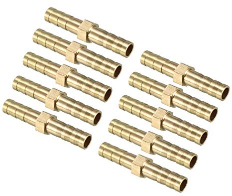 sourcing map 6mm Messing Schlauchtülle, Rohrverschraubung Kupplung Anschluss Adapter für Luft Gas Wasser Kraftstoff 10 Stück