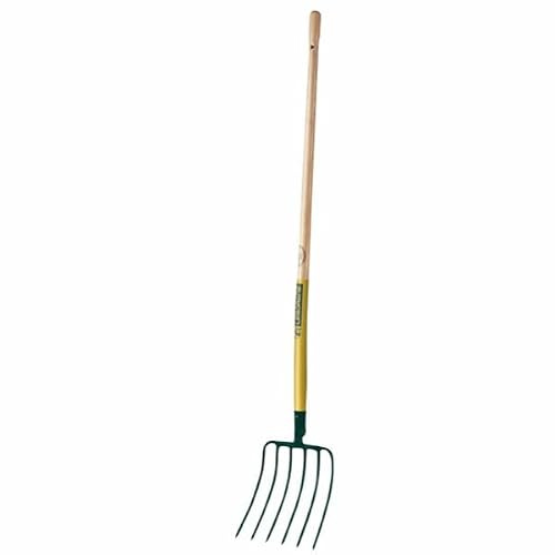 LEBORGNE - Fourche à Maïs 6 Dents - Outils Forgés et Trempés - Sans Manche - Dimensions 32 x 27 cm - Poids 1,1 kg - Protège Pointes pour Sécurité - Pour Foin et Déchets Végétaux