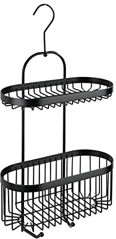 WENKO Bad-Caddy Classic Plus Black Duschregal, Wandkorb mit hochwertigem Rostschutz, 26,5 x 47 x 12,5 cm, Schwarz