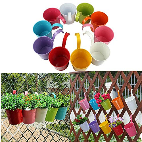 Capalta Blume 10 stück Blumentöpfe zum Aufhängen Balkontopf Blumentopf Hängetopf Balkon Garten Töpfe Wand Pflanzer Metallwanne Blumenhalter
