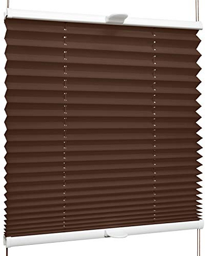 SchattenFreude Klemmfix-Plissee für Fenster | Mit Klemm-Haltern | Ohne Bohren | Braun, Breite: 110cm x Höhe: 130cm