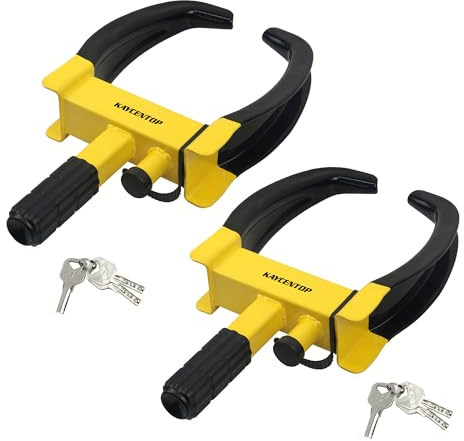 KAYCENTOP Universal Wheel Lock Clamp Anti Theft Trailer Locks Fit Most Vehicles Max 11 Tire Width Security Tire Boot Lock for Trailers SUV Boats ATV's Motorcycles Golf Cart 2 Packs 6 Keys Alike