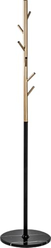 HAKU Garderobenständer gold, schwarz, Marmor, Metall Kleiderständer - Maße: H 173 x Ø 37 cm, Style: Modern