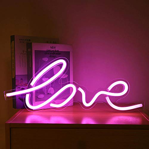 Letrero de neón LED con texto «Love», iluminación por USB, cartel, luz artística, luces de neón, bar, fiesta, decoración de pared, Navidad, cumpleaños, salón, regalo para niños, decoración de pared