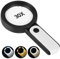 JMH Magnifying Glass with Light, 30X Handheld Large 18LED Cold and Warm Light with 3 Modes, Illuminated Magnifier for Seniors Reading, Inspection, Coins, Jewelry, Exploring