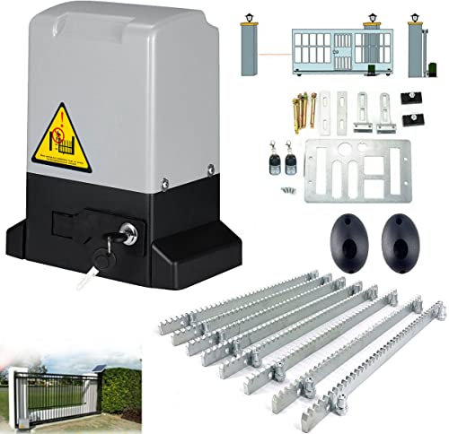ECUTEE 750W Elektrischer Schiebetorantrieb 2000KG Automatischer Schiebetoröffner, Automatischer Türöffnermotor, mit Infrarotsensor und 4m Racks