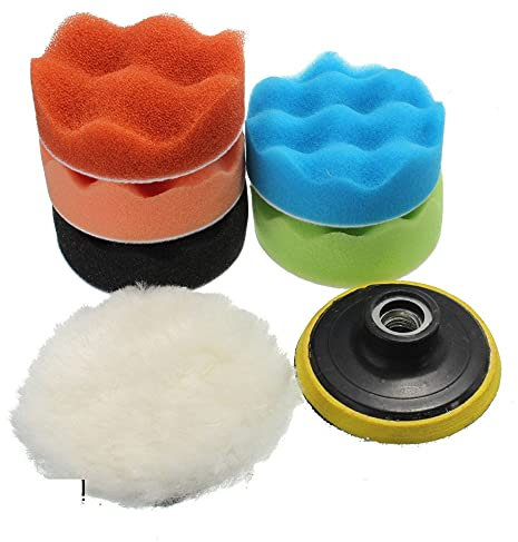 Kit di attrezzi manuali per tampone per lucidatura in spugna lucidante per lucidatura composta per lucidatura auto, 5 pollici
