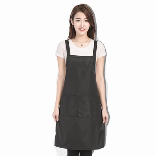 Egurs Schürze Damen Herren Verstellbare Wasserdicht Schürze mit 2 Taschen Kochschürze Arbeitsschürze Küchenschürze zum Kochen, Backen, Malen, Hausarbeiten Schwarz
