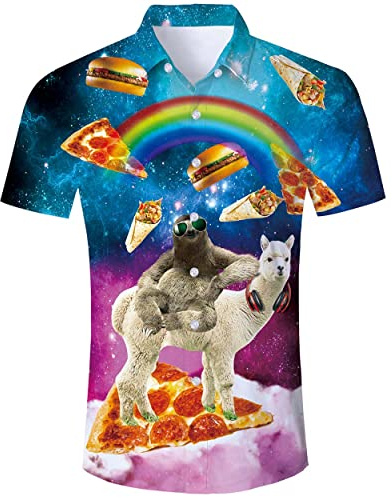 ALISISTER Funky Chemise Hawaïenne Homme 3D Imprimer Casual Bouton à Manches Courtes Hawaïen Fleur Shirt