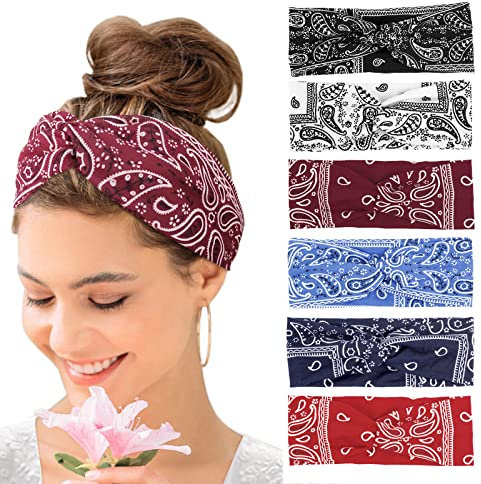 Kavya Fasce Capelli Donna Largo Elastico Morbido Estate Boho Stampa Accessori Sportiva Yoga Bandana Donna Multicolore (multicolore-1)