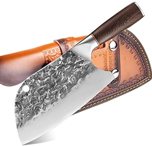 Muxel Metzgermesser, Hackbeil oder Universalmesser Dieses serbische Kochmesser mit Lederscheide liegt gut in der Hand, ist Rasiermesserscharf ist Outdoor Messer als auch Küchenmesser