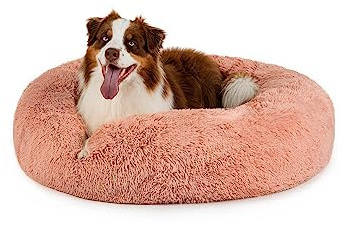 lionto Donutbett für Hunde & Katzen, Rundes Hundebett, Ø 100 cm, Rosa | Flauschiges Haustierbett mit erhöhtem Rand. Hundekissen mit weicher Liegefläche, extra dicker Füllung & rutschhemmendem Boden