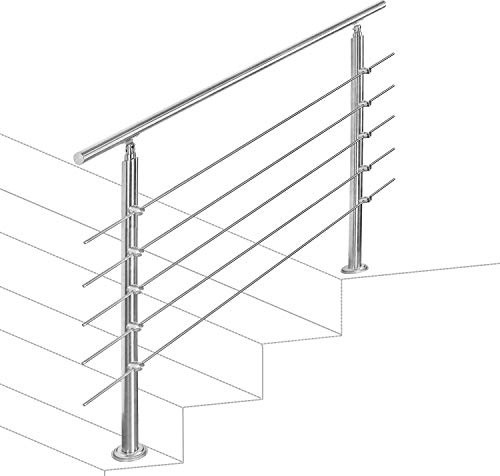 Jopassy Barandilla de acero inoxidable, con 5 travesaños, para balcón, escaleras, interior y exterior (120 cm)