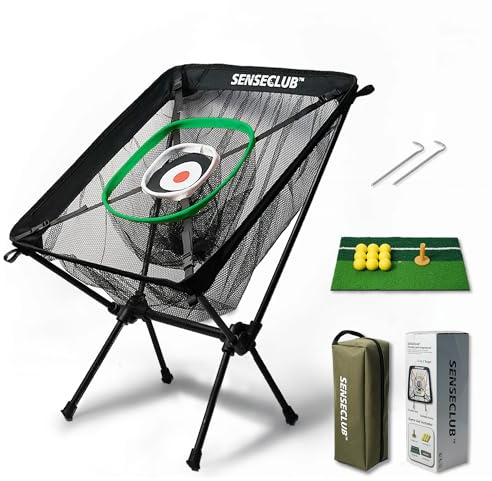 SENSECLUB Golf Chipping Net, Indoor Chipping Net and Mat, Chipping Net Golf Target with Tee and Practice Balls, Backyard Golf Accessories for Swing Game Golf Gifts