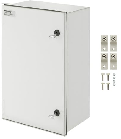 VEVOR Contenitore in Acciaio NEMA 300x600x230 mm Scatola Elettrica in Fibra di Vetro NEMA 4X IP66 Antipolvere, Scatola di Giunzione Elettrica per Interni/Esterni, con Piastra di Montaggio