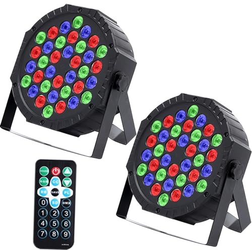 2 Pezzi Par LED, 36 LED Luce da Palcoscenico RGB con 5 Modalità di Controllo e Telecomando Discoteca Luci per Feste, bar, Natale, Palcoscenico, Halloween, Matrimonio