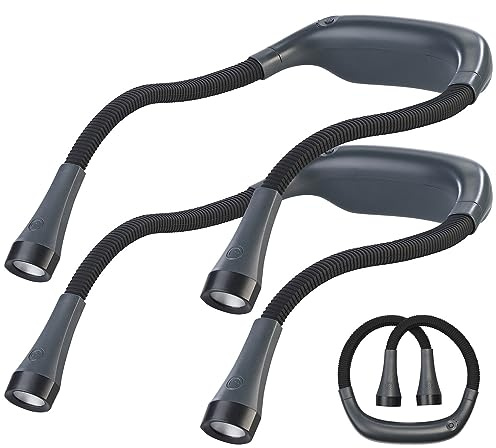 Lunartec Hals Leselampe: 2er-Set LED-Akku-Umhänge-Leseleuchte, 4 W, 3 Weiß-Stufen, 13,5 Std. (Halslampe, Flexible Leseleuchte)