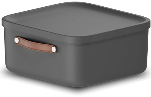Rotho Maloja Aufbewahrungsbox mit Deckel 20 L stapelbar modular Anthrazit | Aufbewahrungsboxen, Box zur Aufbewahrung, sicher verschließbar, stapelbar und modular, praktischer Griff, für Bad und Küche