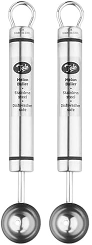 Tala Professional Grade Stainless Steel Melon Baller and Fruit Scoop, Perfect for Creating canapes, garnishing Desserts or Salads, Dishwasher Safe, 18.2 x 1.0 x 1.4 cm (Pack of 2)