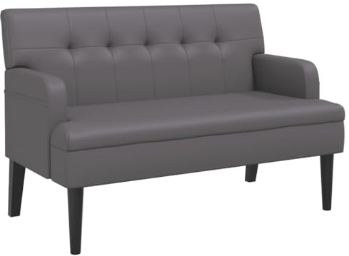 vidaXL Sitzbank mit Rückenlehne Grau 112x65,5x75 cm Kunstleder