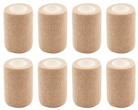 Alnicov Vendaje Autoadhesivo, 8 Rollos x 7,5 cm x 4,5 m, Material de Vendaje en Rollo de Chapa, Vendaje elástico, Vendaje Fijo, Vendaje Autoadhesivo