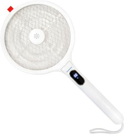 Daewoo Racchetta Antizanzare Elettrica Pieghevole Ricaricabile USB – Leggera e Potente con Display LCD – Colore Bianco – Ideale per Casa, Giardino e Campeggio