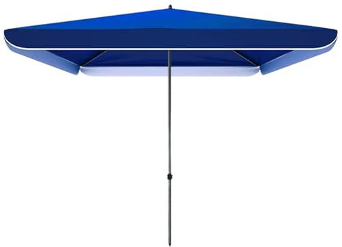 180 x 220 cm Rechteckiger Balkonschirm, UV 50+ Marktschirm Sonnenschirm mit 4 Stabilen Streben, Höhenverstellbarer Stahlmast für Terrasse, Rasen und Balkon(Blau,200cm x200cm/6.6ft x 6.6ft)