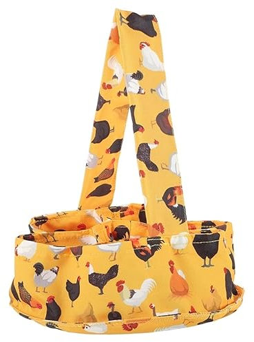 HYKJCSS Huevera Gallina Cesta Recolectora De Huevos con 7 Bolsas, Cesta Recolectora De Huevos, Bolsas De Lona para Huevos Frescos Hueveras(B)