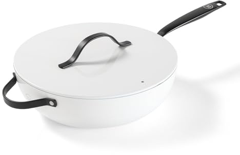 Be Living Essential Wokpfanne mit Deckel Ø 30 cm, Non Stick Keramik Antihaft, Induktion, Geeignet für alle Herdarten, Ohne ptfe und pfoa, Weiß