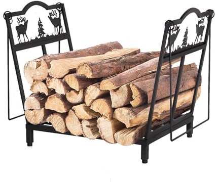 Todeco Estante de Leña Plegable, 38x32x40 cm, Estante de Registro de Chimenea con asas, Soporte de Almacenamiento de Madera para Interiores y Exterior