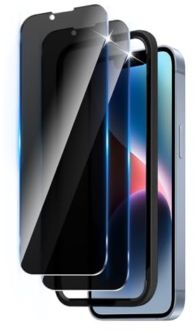 LZAYN 2 Pack Privacy Screen Protector for iPhone 14/13/13 Pro (6.1 inch, Impact-Resistant, Anti-Scratch,Bubble Free, Black Anti Spy Tempered Glass Film, Easy Installation Tool, Case Compatible