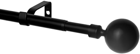 WL.Rocaille Schwarze Gardinenstange mit Kugel Verstellbare Gardinenschiene 30 bis 52 Zoll Ausziehbar Metall versenkbar 76cm bis 132cm，für Wohnküche,Zimmer, Schlafzimmer undBadezimmer