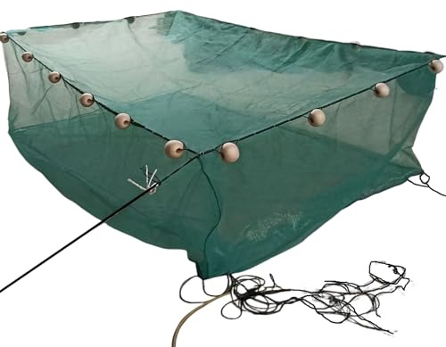 Lawaia Käfig Netz Fischfalle Fischnetz Faltbare Fisch Netz Tragbare Fischzucht käfig mit Abdeckung und Schwimmer Fischernetz